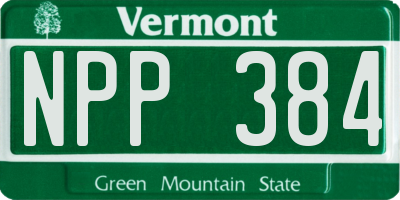 VT license plate NPP384