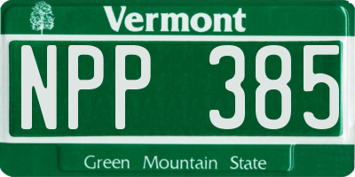 VT license plate NPP385