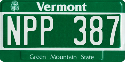 VT license plate NPP387