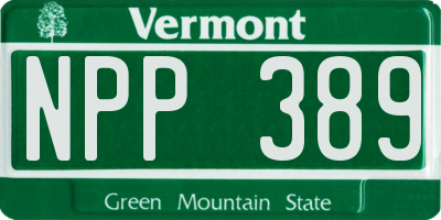 VT license plate NPP389