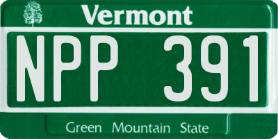VT license plate NPP391