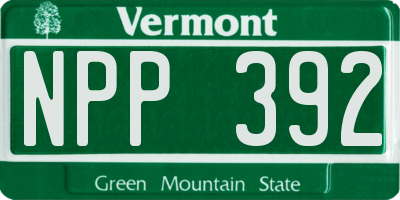 VT license plate NPP392