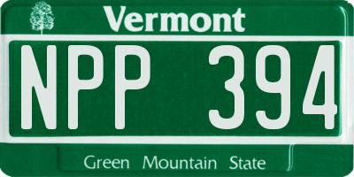 VT license plate NPP394