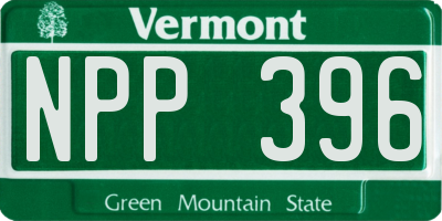 VT license plate NPP396