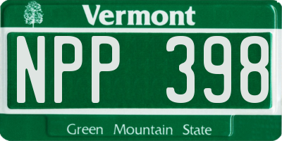VT license plate NPP398