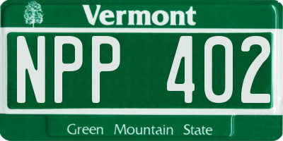 VT license plate NPP402
