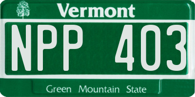 VT license plate NPP403