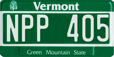 VT license plate NPP405