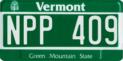 VT license plate NPP409