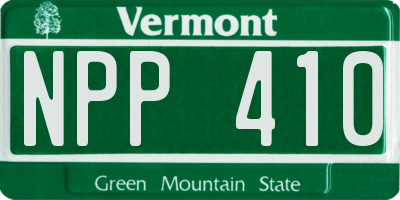 VT license plate NPP410