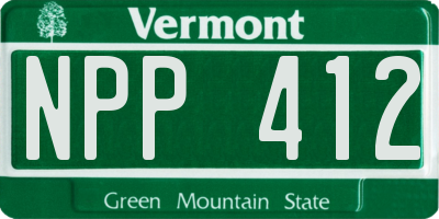 VT license plate NPP412