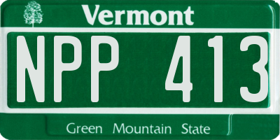 VT license plate NPP413