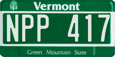 VT license plate NPP417