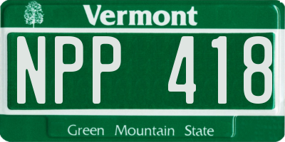 VT license plate NPP418