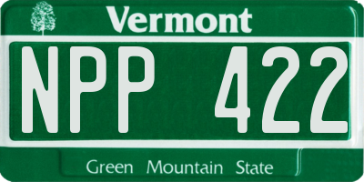 VT license plate NPP422