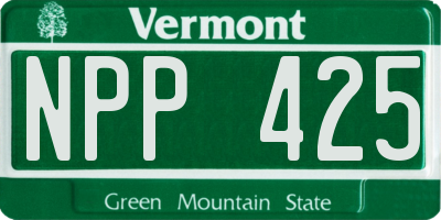 VT license plate NPP425