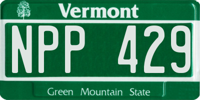 VT license plate NPP429