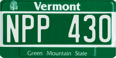 VT license plate NPP430