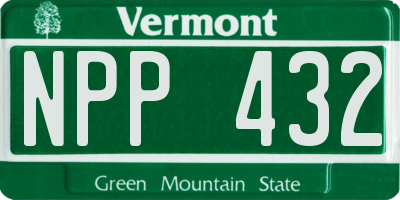 VT license plate NPP432
