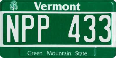 VT license plate NPP433