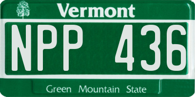 VT license plate NPP436