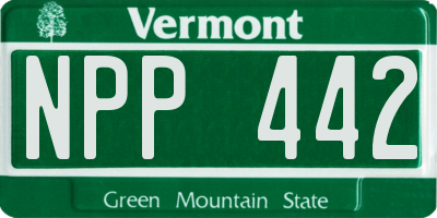 VT license plate NPP442