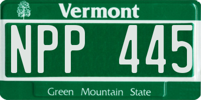 VT license plate NPP445