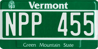 VT license plate NPP455