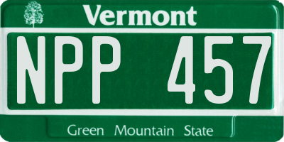 VT license plate NPP457