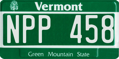 VT license plate NPP458