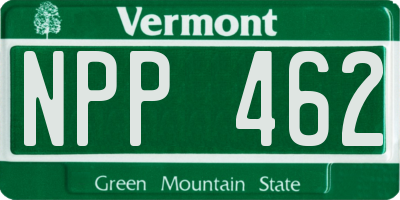 VT license plate NPP462