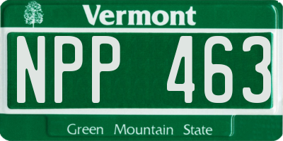 VT license plate NPP463