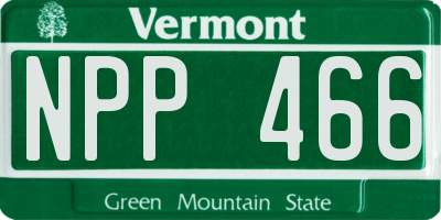 VT license plate NPP466