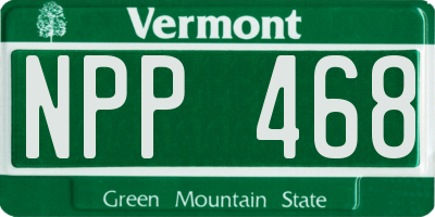 VT license plate NPP468