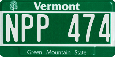 VT license plate NPP474