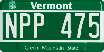 VT license plate NPP475