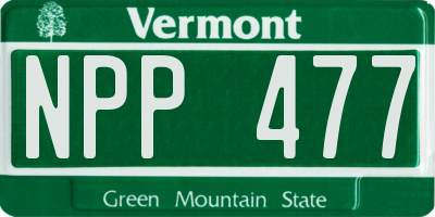 VT license plate NPP477