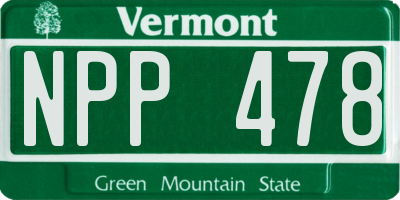 VT license plate NPP478
