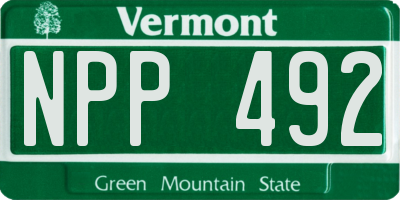 VT license plate NPP492