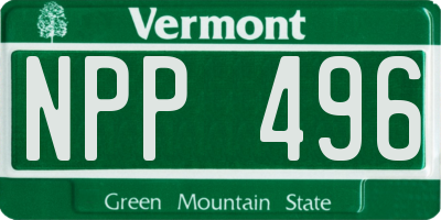 VT license plate NPP496