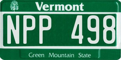 VT license plate NPP498