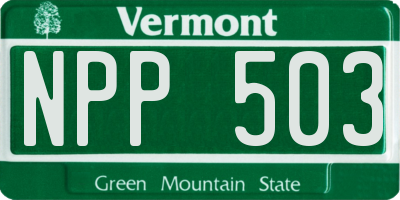 VT license plate NPP503