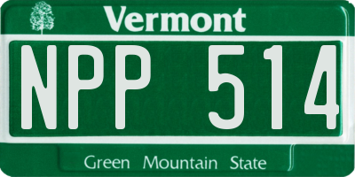 VT license plate NPP514
