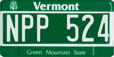 VT license plate NPP524