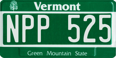VT license plate NPP525