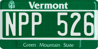VT license plate NPP526