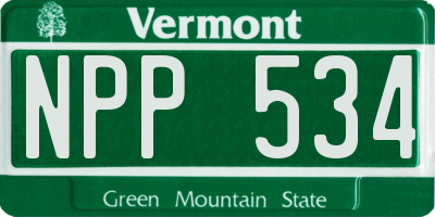VT license plate NPP534