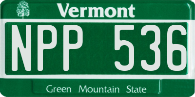 VT license plate NPP536