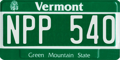 VT license plate NPP540
