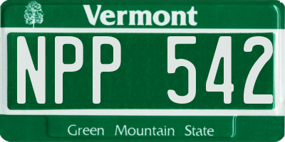 VT license plate NPP542